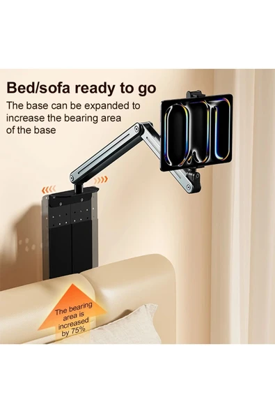 Coverzone Profesyonel 12.9 inçe kadar Uyumlu Tablet ve Telefon Tutucu 3 Eklemli 360 Derece P96T - Resim 4