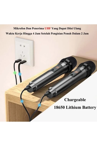 Coverzone 2'li Profesyonel Kablosuz Mikrofon Sistemi,Tek Alıcı El Tipi Kablosuz mikrofon,30m Menzil,LT-508 - Resim 4