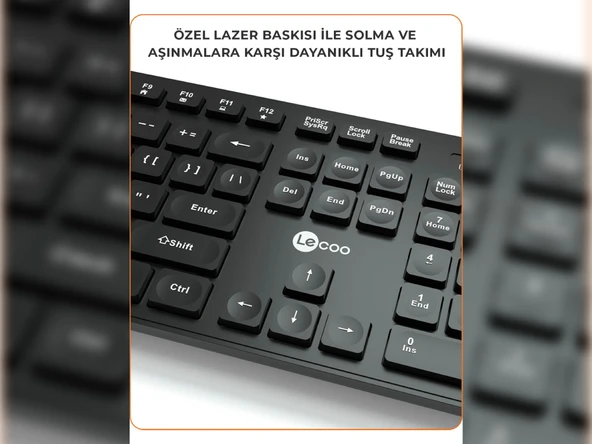 Lenovo Lecoo KW201 Siyah Kablosuz Klavye Mouse Seti - 5