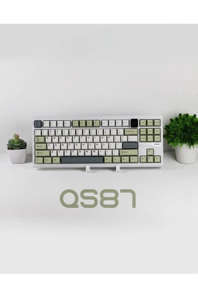 Coverzone Ajazz QS87 Max Alüminyum Alaşımlı TFT Ekranlı Custom Mekanik Klavye Yeşil Beyaz - Resim 4