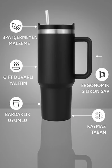 Coverzone Profesyonel 304 Paslanmaz Çelik Sıcak ve Soğuk Çay Kahve Termosu Paslanmaz Çelik 1.2L X55 - 7