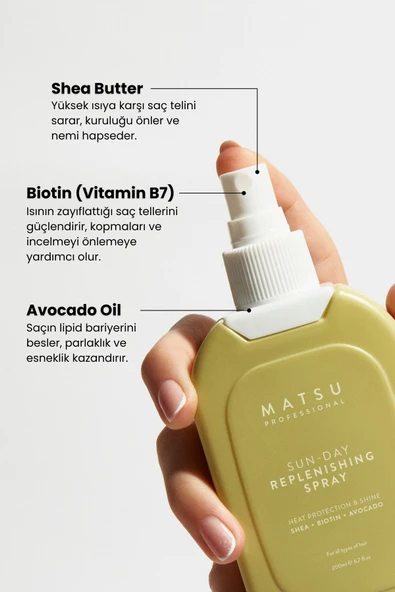 Matsu Isı Ve Güneş Koruması Sağlayan Sun-day Isı Bakım Spreyi 200 ml - 3