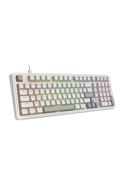 Coverzone Kablolu Mekanik Oyun Klavyesi-Rainbow Aydınlatma-Hot Swap Ajazz AK980 Krem Red Switch - Resim 5
