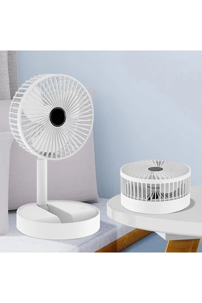 Coverzone Yüksekliği Ayarlanabilir 31cm - 37 cm Mini Fan Şarjlı Telefon Tutuculu 3 Kademeli Vantilatör FS-21 - Resim 4