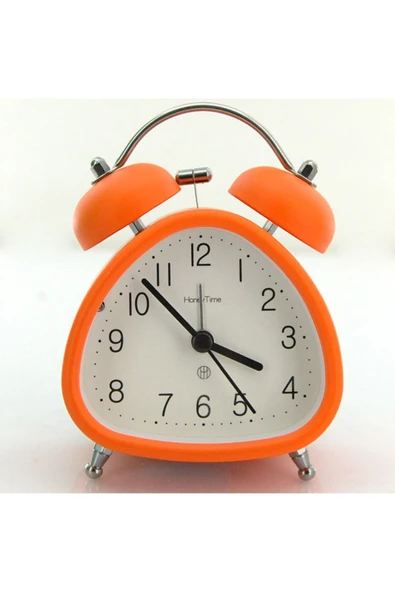 Coverzone Nostaljik Çalar Saat Dekoratif Alarmlı Pavel Pilli 12 Cm Işıklı Masa Saati Turuncu - Resim 6