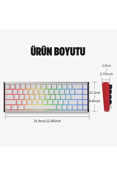 Coverzone Ajazz ALUX 68 HE Kablolu-8000hz Manyetik Switch Oyun Klavyesi Alümniyum Gövde Yapısı - Resim 8
