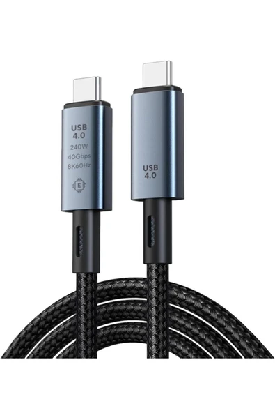 Coverzone 40Gbps 240W 4.0 Thunderbolt Type-C to Type-C Şarj, Data 8K 60Hz Görüntü Aktarım Kablo 2 Metre CZ855 ürün görseli