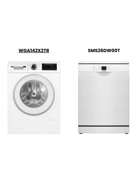 Bosch Ikılı Set WGA142X2TR 9kg CAMASIR+SMS26DW00T