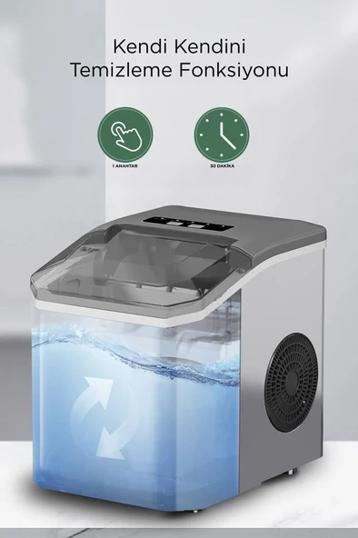 Torima YH16M Gümüş Portatif Taşınabilir Hızlı Buz Yapma Makinası - Resim 5