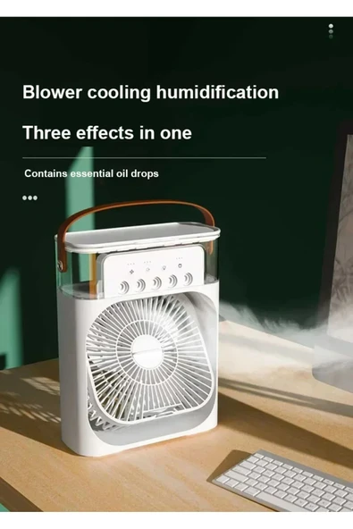 Coverzone Buharlı Mini Hava Soğutucu Taşınabilir Vantilatör Portatif Fan Mobil Sulu Klima 3 Rüzgar Hızı Hr025 - Resim 4