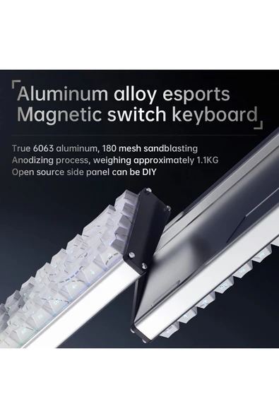 Coverzone Ajazz ALUX 68 HE Kablolu-8000hz Manyetik Switch Oyun Klavyesi Alümniyum Gövde Yapısı - Resim 2