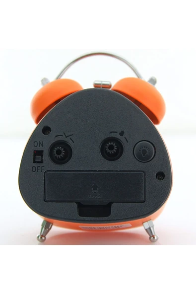 Coverzone Nostaljik Çalar Saat Dekoratif Alarmlı Pavel Pilli 12 Cm Işıklı Masa Saati Turuncu - Resim 4