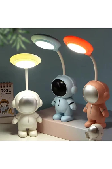 Coverzone Astronot Tasarımlı Şarjlı Masa Ve Gece Lambası Dekoratif Hediyelik Çocuk Odası Süs - Resim 3