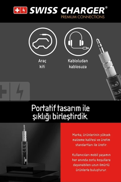 SWISS Araç Oto Bluetooth Dönüştürücü 3.5 Mm Aux Ses Alıcısı 145059067 - Resim 2