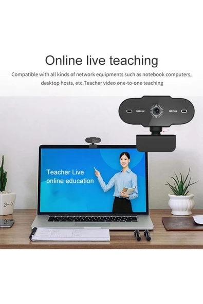 Coverzone WebCam 1080p USB Kablolu Tak Çalıştır Konferans Kamera Dahili Mikrofon Chat Yayın Kamerası A6 - Resim 3