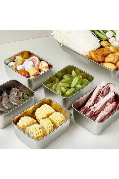 Coverzone 3’lü Paslanmaz Çelik Saklama Kabı Seti | Sağlıklı, Hijyenik, Uzun Ömürlü - Resim 4