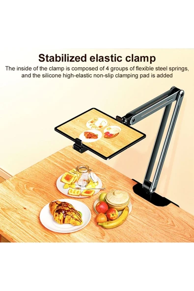 Coverzone Tablet ve Telefon Tutucu P-96T 12.9 inçe Kadar Uyumlu, 3 Eklemli, 360° Ayarlanabilir Stand - Resim 6