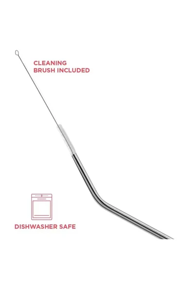 Coverzone Çelik Pipet Paslanmaz Çelik Metal Meşrubat Pipeti Ve Pipet Temizleme Fırçası Seti 5 Parça - 3