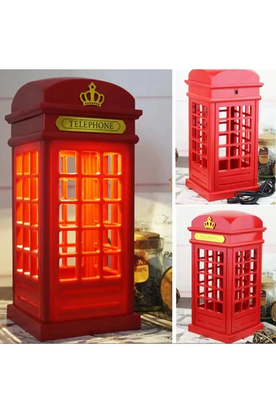 Coverzone Londra Telefon Kulübesi Retro Dokunmatik Masa Lambası Hediyelik Dekoratif Süs ürün görseli