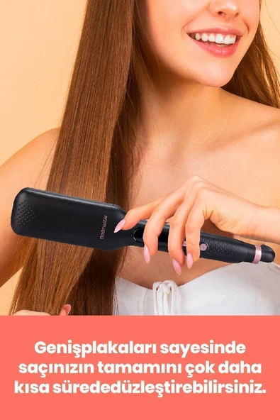 GOLDMASTER Gliss Dijital Ekranlı Seramik Geniş Plakalı 360 Derece Dönebilir Kablo Iyonik Saç Düzleştirici - Resim 7