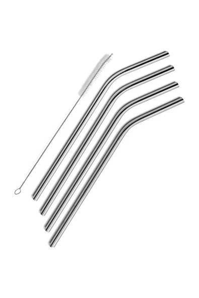 Coverzone Çelik Pipet Paslanmaz Çelik Metal Meşrubat Pipeti Ve Pipet Temizleme Fırçası Seti 5 Parça - 1