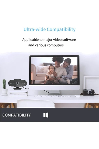 Coverzone WebCam 1080p USB Kablolu Tak Çalıştır Konferans Kamera Dahili Mikrofon Chat Yayın Kamerası A6 - Resim 5