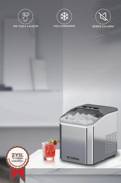 Torima YH16M Gümüş Portatif Taşınabilir Hızlı Buz Yapma Makinası ürün görseli