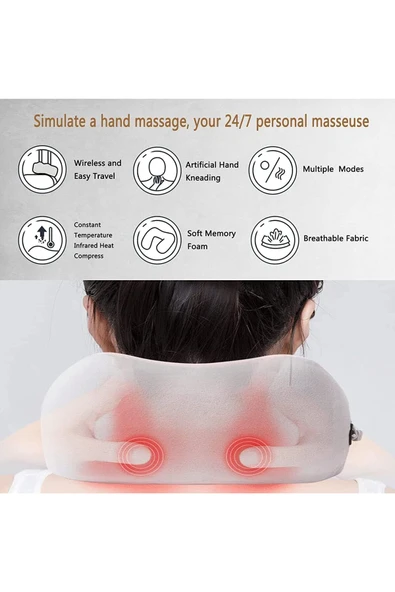 Coverzone Boyun Masaj Aleti Bacak ve Omuz Masajı Şarjlı Masaj Boyun Dinlendirici ve Rahatlatıcı Masaj GMY-104 - Resim 2