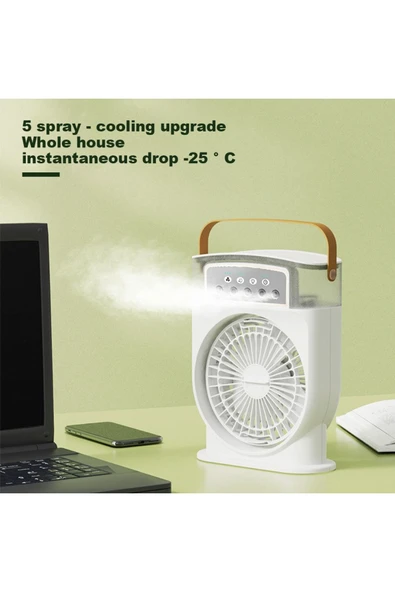 Coverzone Şarjlı Buharlı Mini Hava Soğutucu Taşınabilir Vantilatör Fan Mobil Sulu Klima 3 Rüzgar Hızı CVR-002 - Resim 5