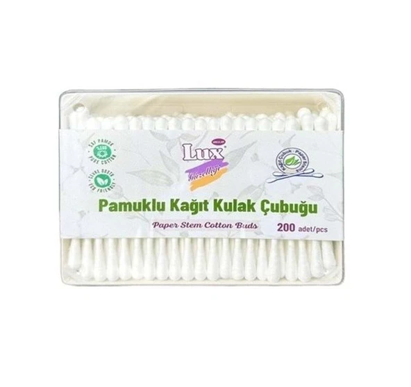 LUX PAMUKLU KAĞIT KULAK ÇUBUĞU KARE 200'LÜ ürün görseli