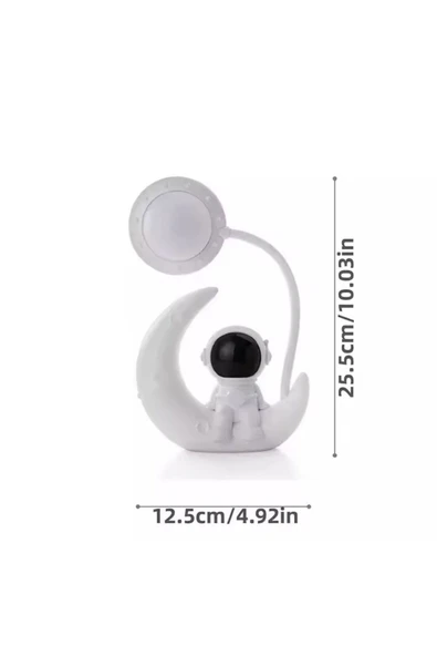 Coverzone Ayda Oturan Astronot Tasarımlı Masa Ve Gece Lambası Dekoratif Hediyelik Çalışma Ve Çocuk Odası - Resim 2