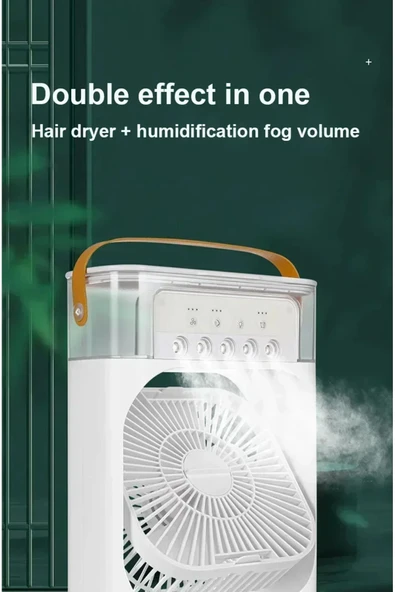 Coverzone Buharlı Mini Hava Soğutucu Taşınabilir Vantilatör Portatif Fan Mobil Sulu Klima 3 Rüzgar Hızı Hr025 - Resim 3