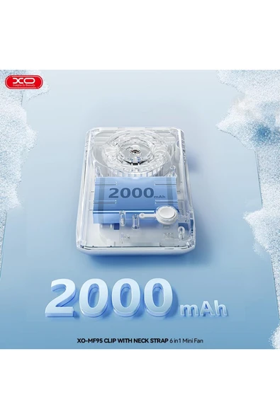 Xo 6in1 Taşınabilir Mini Fan – 2000mAh, Klipsli, 9 Saat Çalışma, 3 Hız Modu, Katlanabilir, MF95 - Resim 6