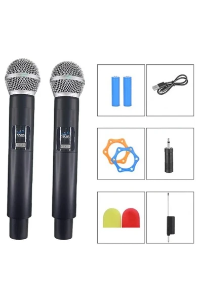 Coverzone 2'li Profesyonel Kablosuz Mikrofon Sistemi,Tek Alıcı El Tipi Kablosuz mikrofon,30m Menzil,LT-508 ürün görseli