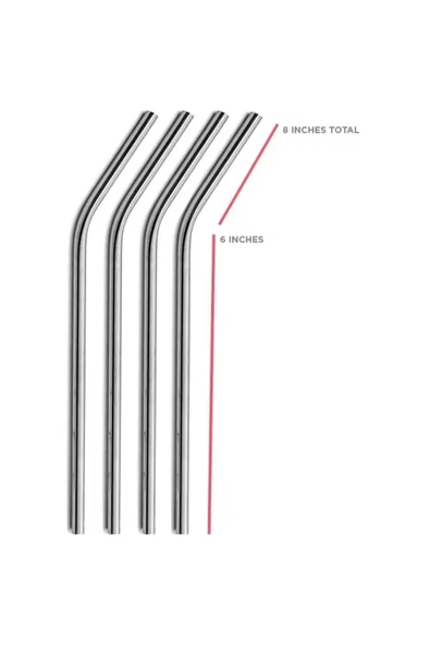 Coverzone Çelik Pipet Paslanmaz Çelik Metal Meşrubat Pipeti Ve Pipet Temizleme Fırçası Seti 5 Parça - 4