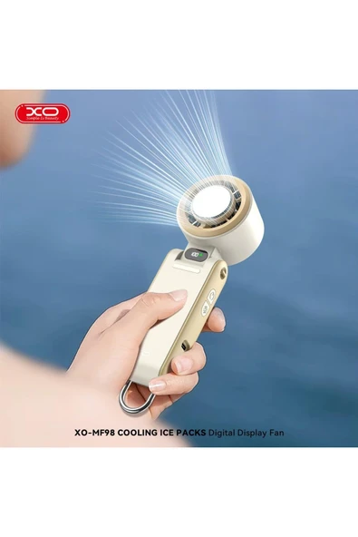 Xo Soğutuculu Dijital Ekranlı Şarjlı Mini El Fanı – 3000mAh, 100 Kademeli, Boyun Askılı, MF98 - Resim 3