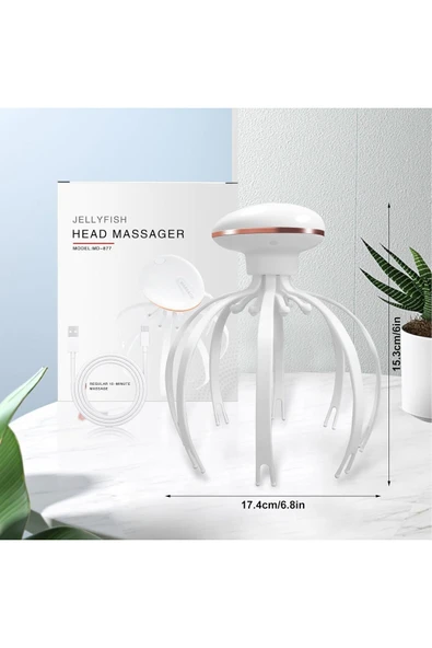 Coverzone Ahtapod Model Baş Masaj Aleti Şarjlı Fizyoterapi Kafa Masajı Rahatlatma Dinlendirici MD-877 - Resim 4