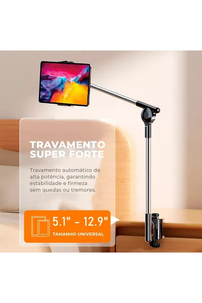 Coverzone ZM-050 Tablet Tutucu, 12.9" Uyumlu, 2 Mafsallı, Yüksekliği Ayarlanabilir Şık Stant - Resim 6