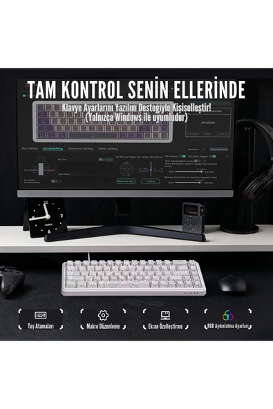 Coverzone Ajazz AK680 Max HE Kablolu Manyetik Switch Klavye-8000Hz-0.125Ms - Resim 7