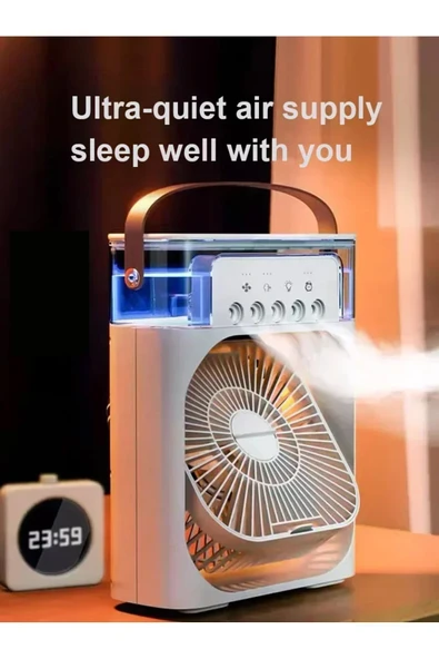 Coverzone Buharlı Mini Hava Soğutucu Taşınabilir Vantilatör Portatif Fan Mobil Sulu Klima 3 Rüzgar Hızı Hr025 - Resim 2