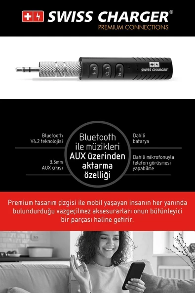 SWISS Araç Oto Bluetooth Dönüştürücü 3.5 Mm Aux Ses Alıcısı 145059067 - Resim 4