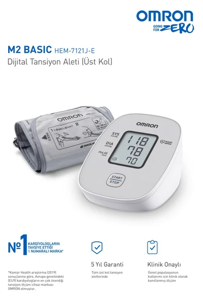 OMRON M2 BASİC ÜST KOLDAN ÖLÇER DİJİTAL TANSİYON ALETİ - 2