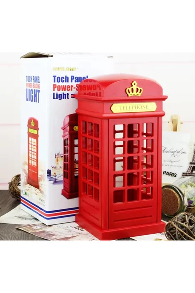 Coverzone Londra Telefon Kulübesi Retro Dokunmatik Masa Lambası Hediyelik Dekoratif Süs - Resim 2