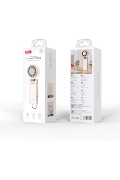 Xo Soğutuculu Dijital Ekranlı Şarjlı Mini El Fanı – 3000mAh, 100 Kademeli, Boyun Askılı, MF98 - Resim 7