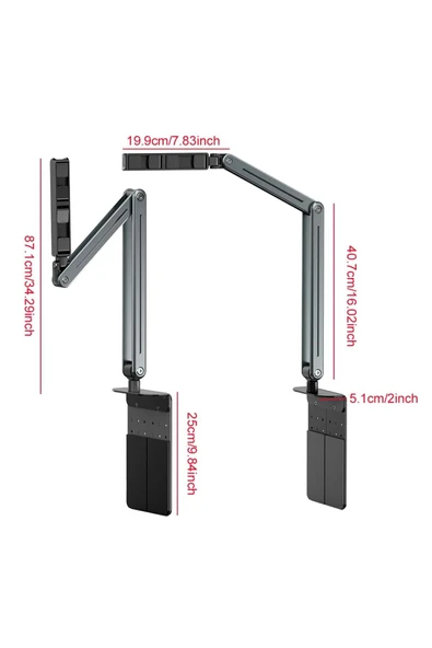 Coverzone Profesyonel 12.9 inçe kadar Uyumlu Tablet ve Telefon Tutucu 3 Eklemli 360 Derece P96T - Resim 2
