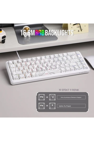 Coverzone Ajazz AK680 Max HE Kablolu Manyetik Switch Klavye-8000Hz-0.125Ms - Resim 3