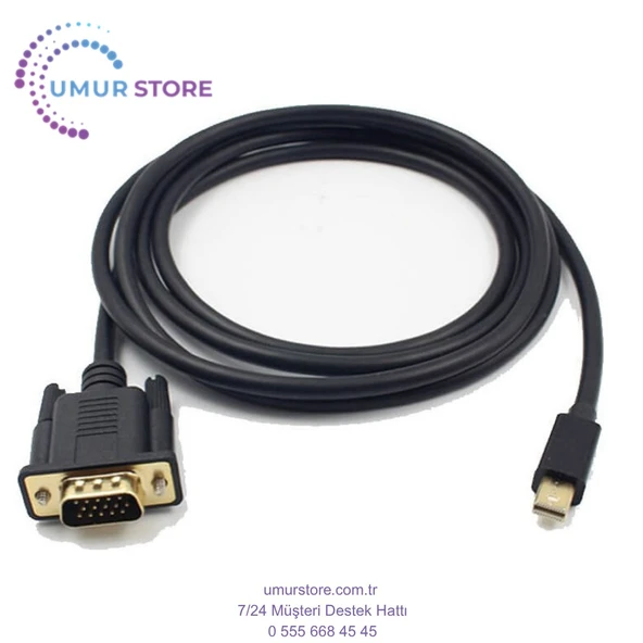 1.8m Mini Displayport To VGA Aktif Kablo - Thunderbolt 1/2 VGA 1920X1200 1080P MacBook Pro Air - 1