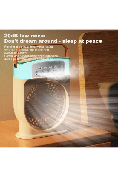 Coverzone Şarjlı Buharlı Mini Hava Soğutucu Taşınabilir Vantilatör Fan Mobil Sulu Klima 3 Rüzgar Hızı CVR-002 - Resim 6