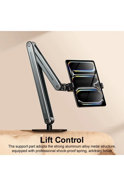 Coverzone Tablet ve Telefon Tutucu P-96T 12.9 inçe Kadar Uyumlu, 3 Eklemli, 360° Ayarlanabilir Stand - Resim 5