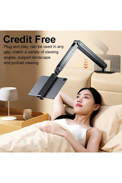 Coverzone Tablet ve Telefon Tutucu P-96T 12.9 inçe Kadar Uyumlu, 3 Eklemli, 360° Ayarlanabilir Stand - Resim 7